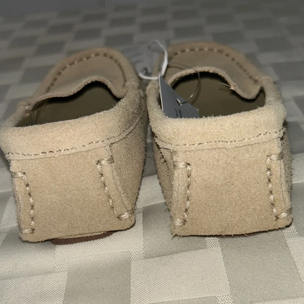 Janie and Jack Kids Suede Moccasin Loafers in Taupe
